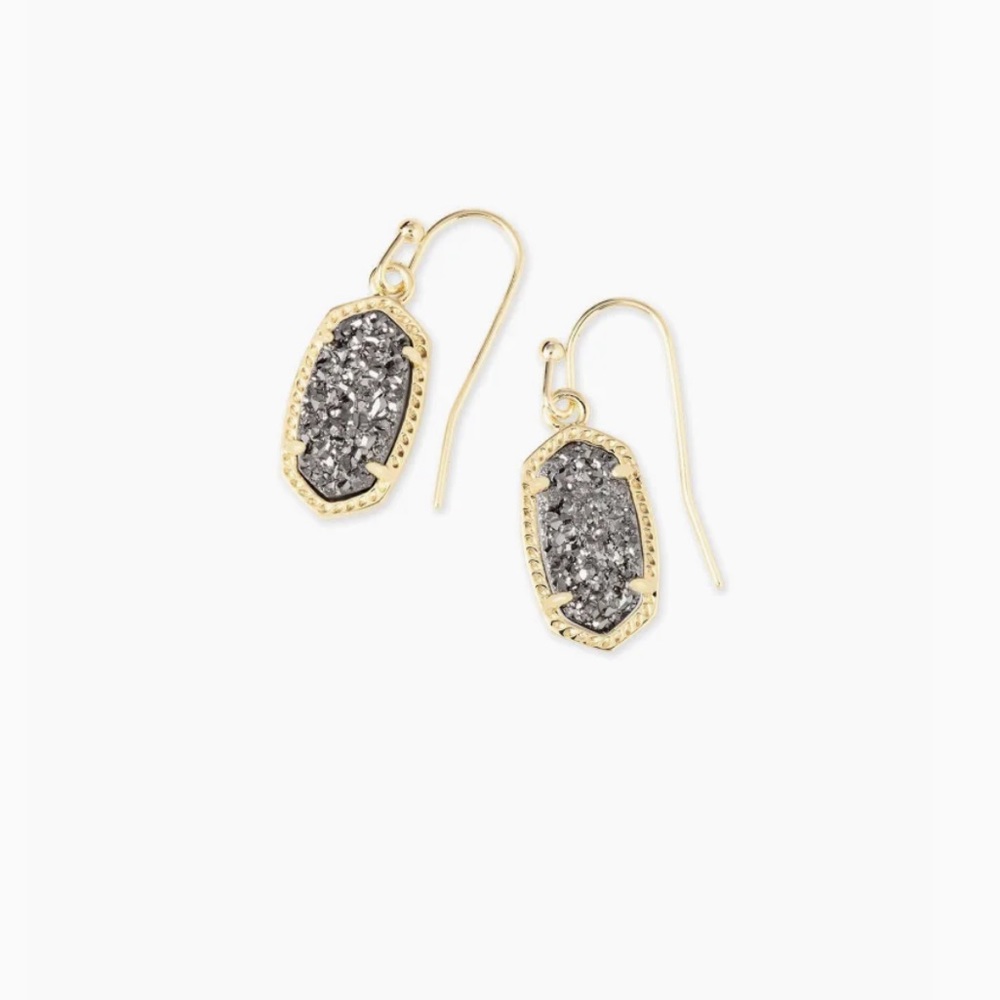 Kendra Scott Lee Gold Drop Earrings in Platinum Drusy
